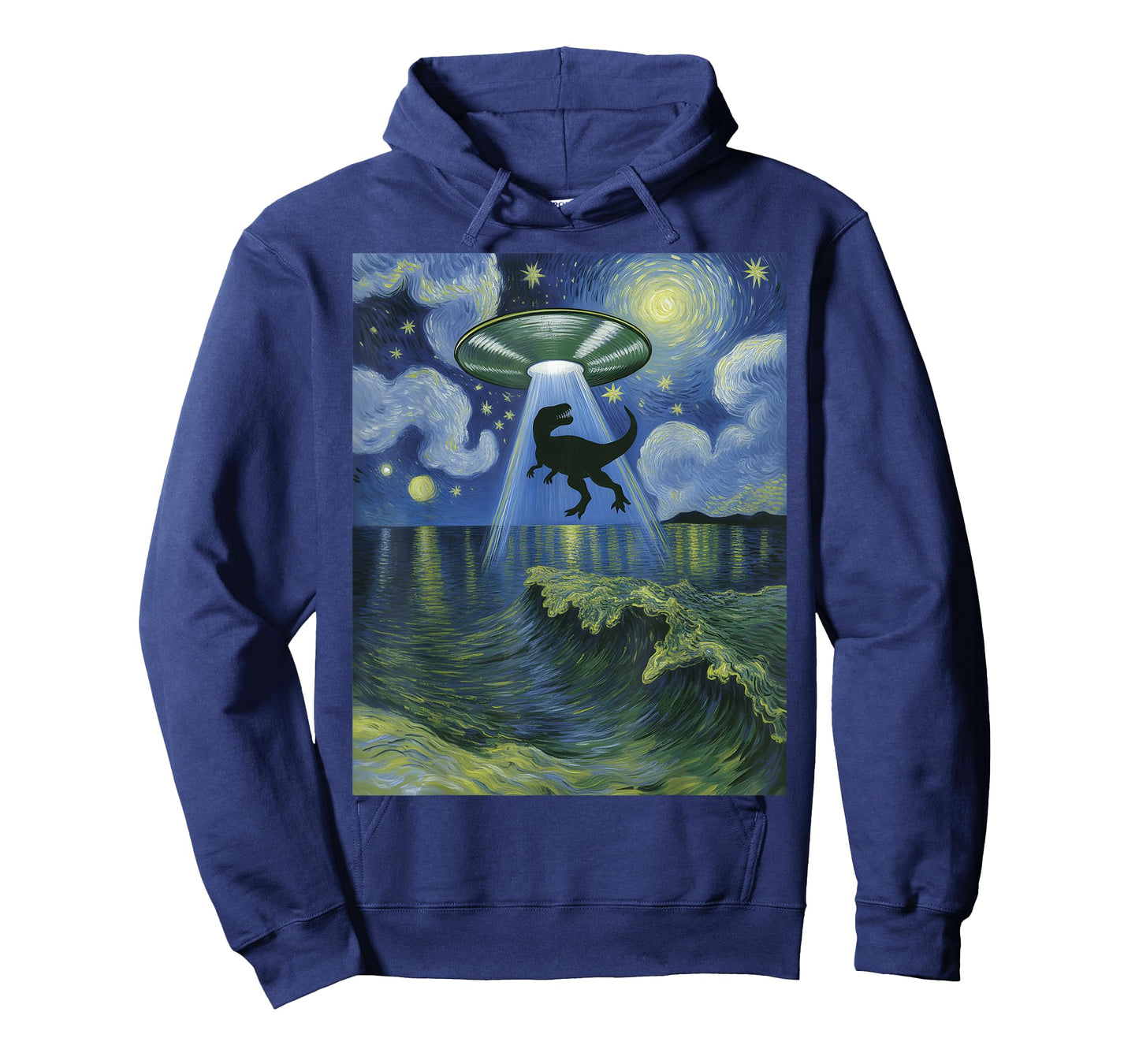 Starry Night Alien UFO Abduction Dinosaurs Van Gogh Art T-Shirt