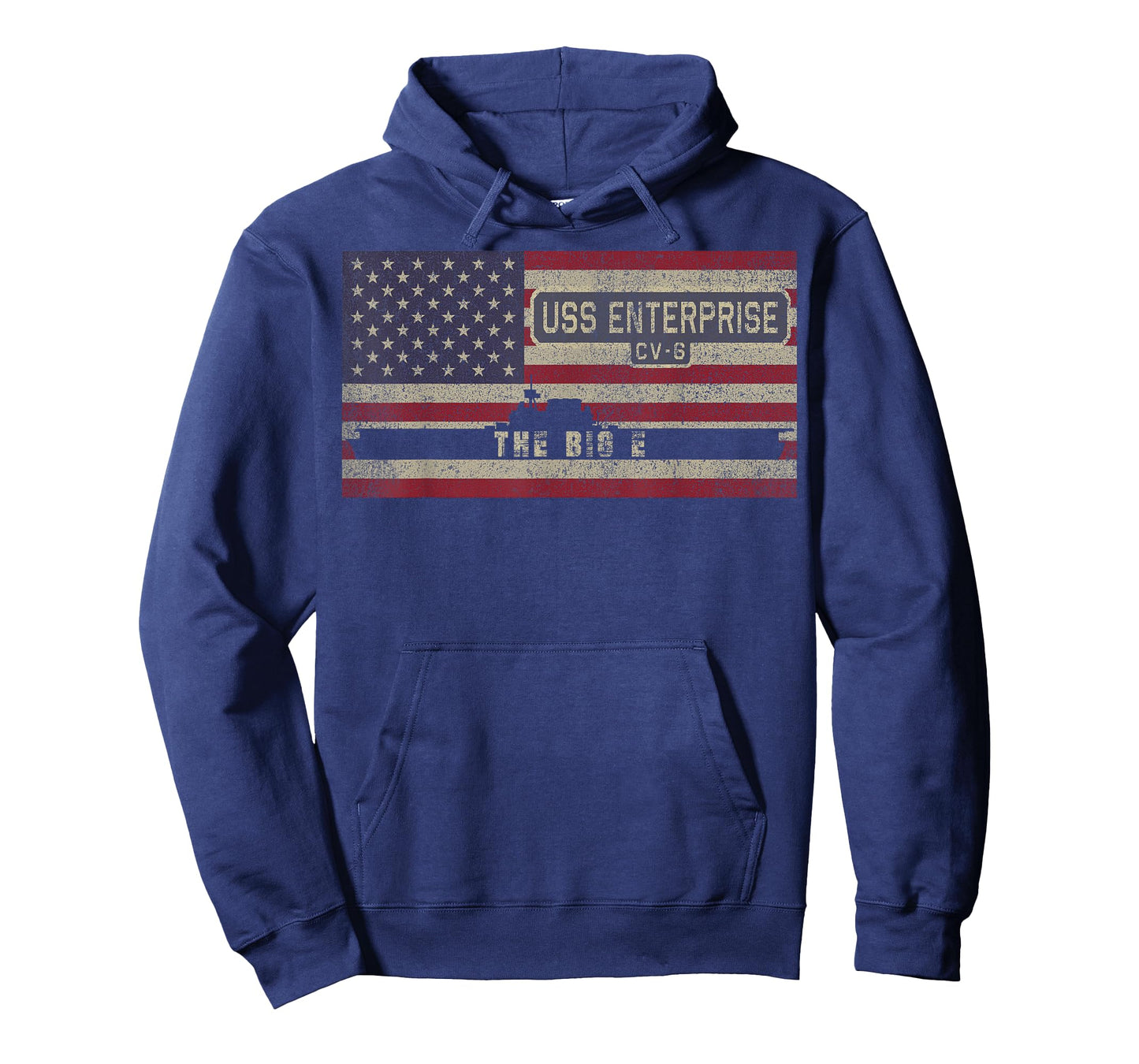 USS Enterprise CV-6 WW2 Aircraft Carrier USA American Flag T-Shirt