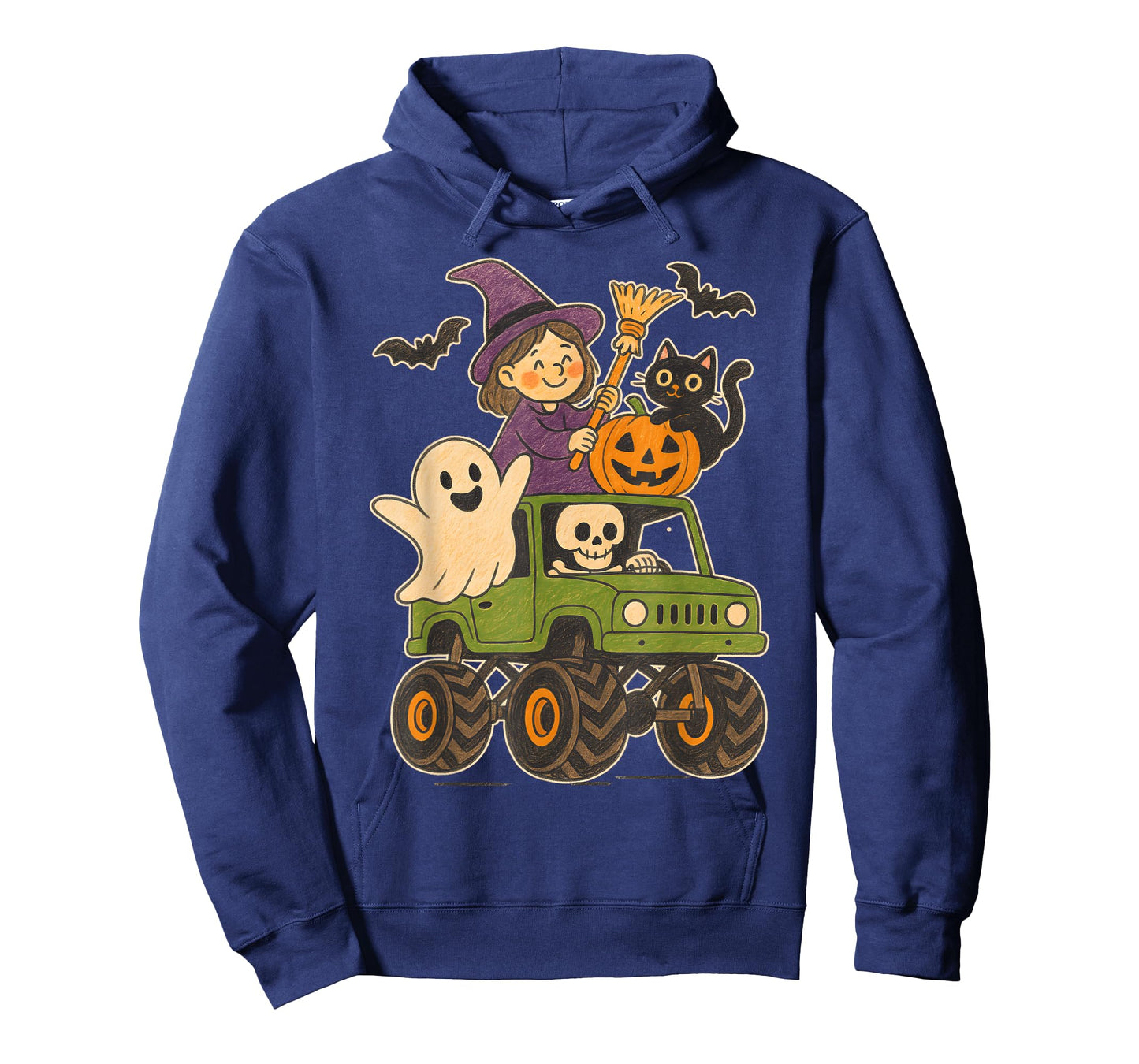 Skeleton Witch Cat Ghost Pumpkin Kids Funny Halloween T-Shirt