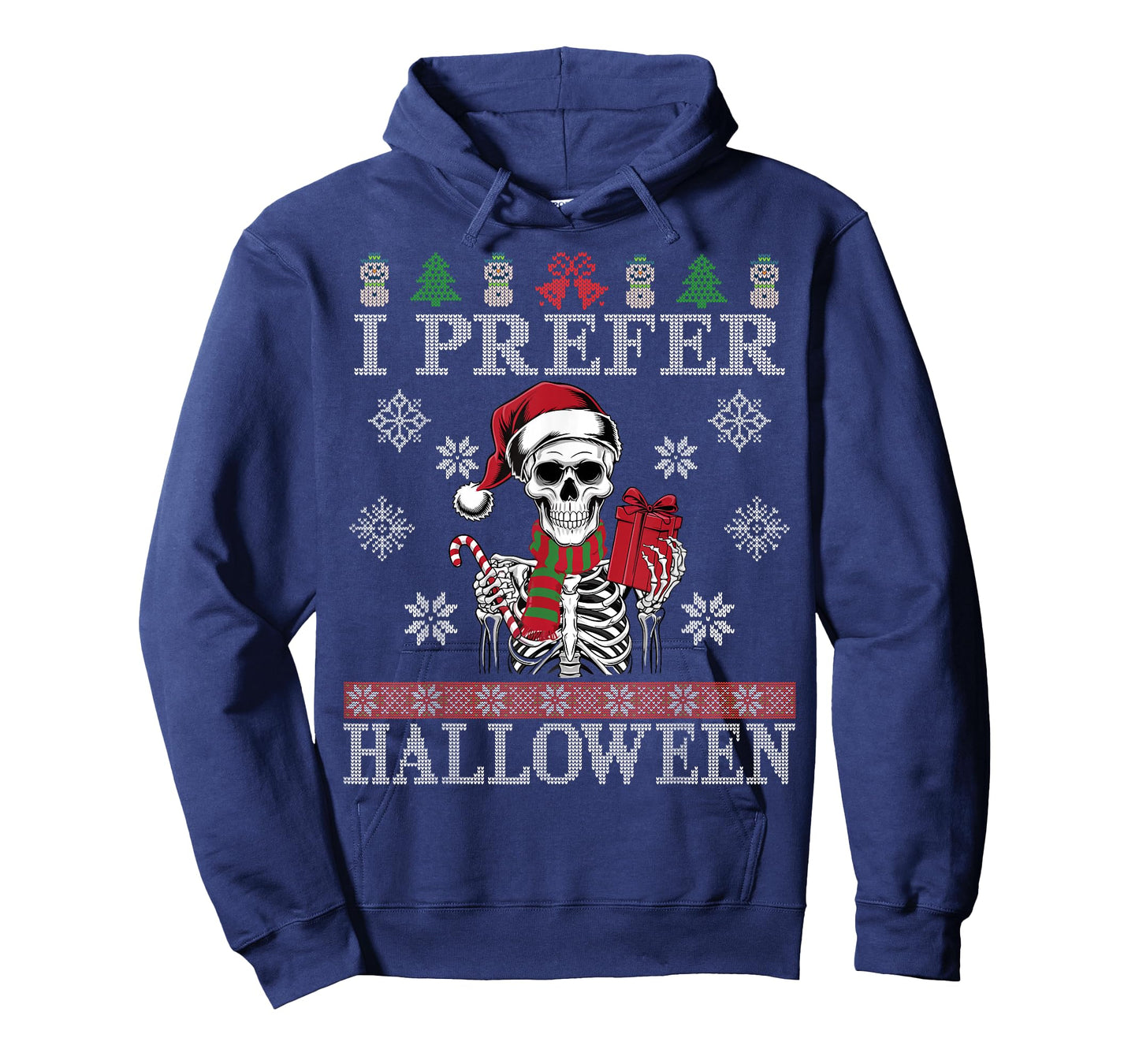 Christmas Skeleton I Prefer Halloween Ugly Xmas Men Women T-Shirt
