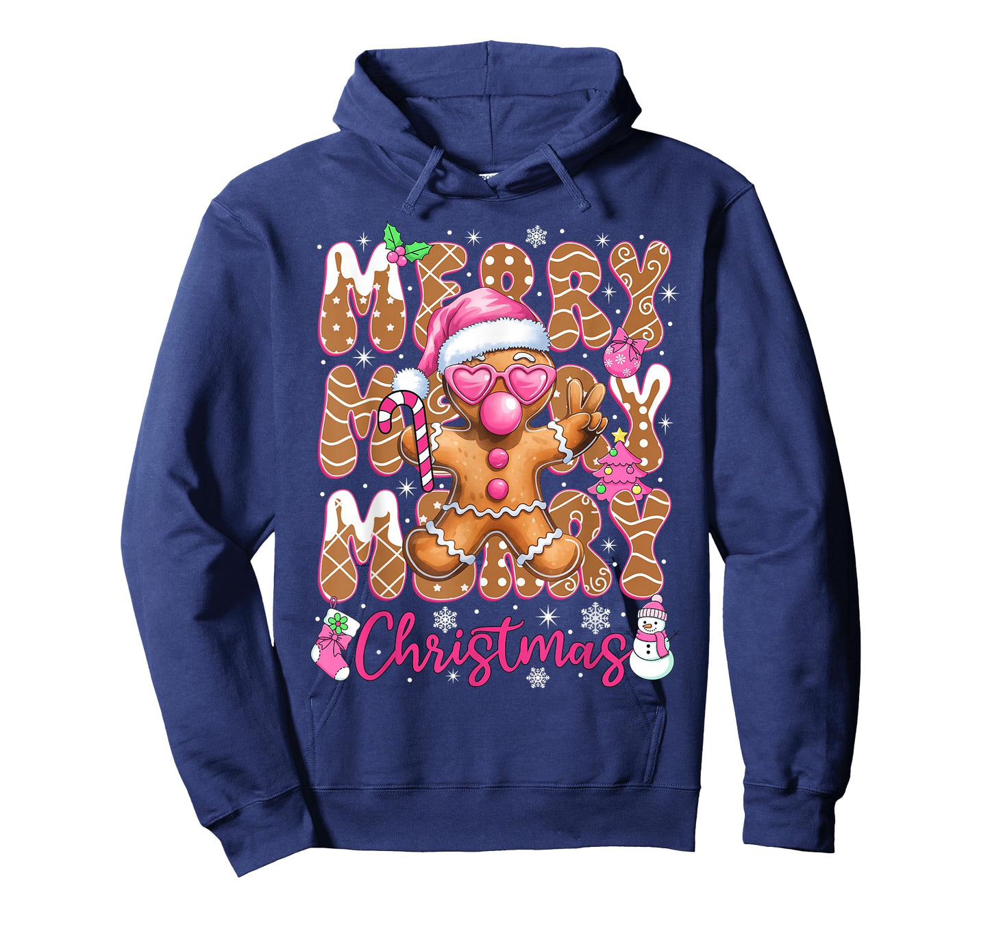 Gingerbread Merry Christmas Cute Pink Christmas Women Girls T-Shirt