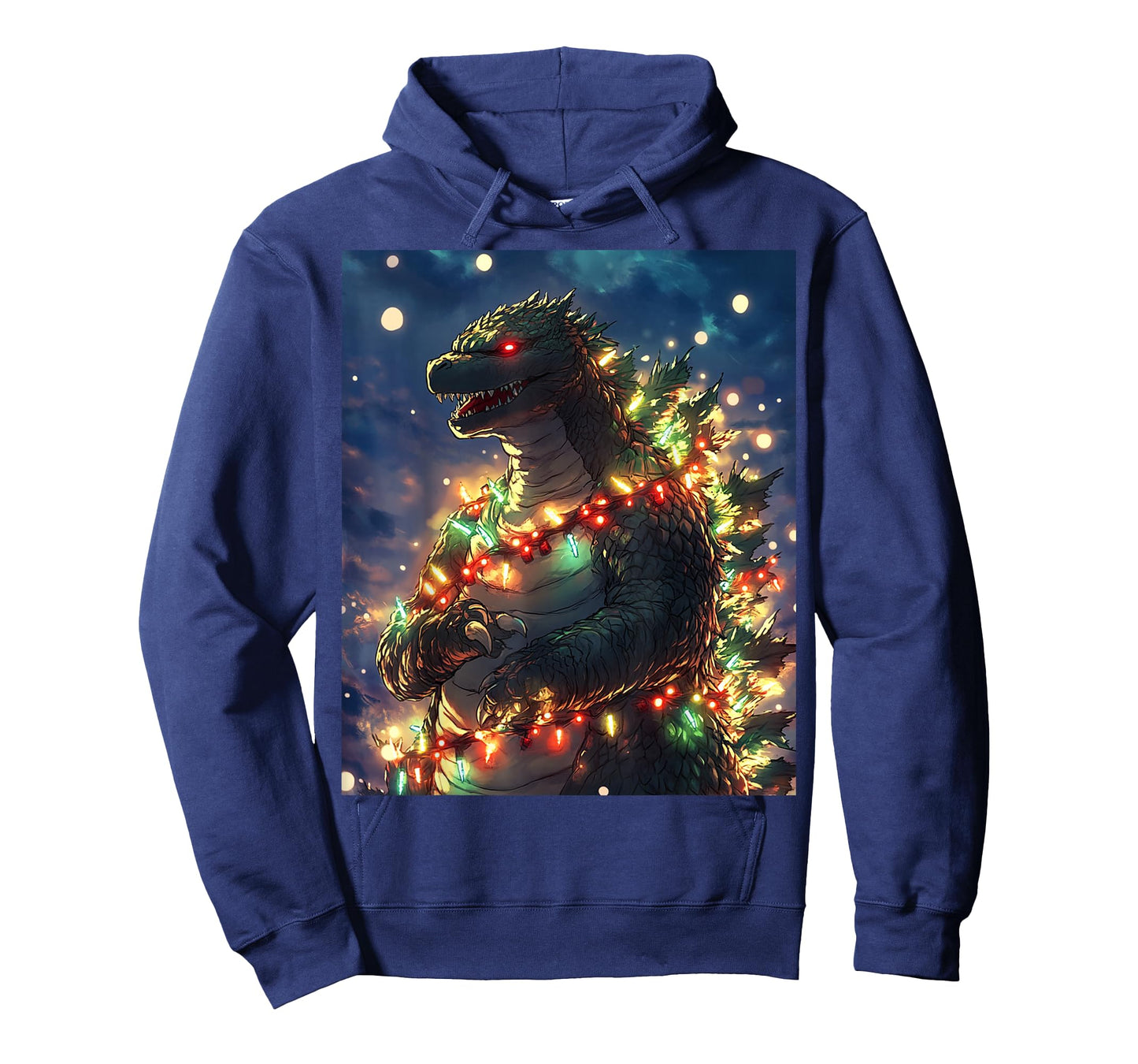 Japanese Monster Kaiju Santazilla Christmas Tree Lights T-Shirt
