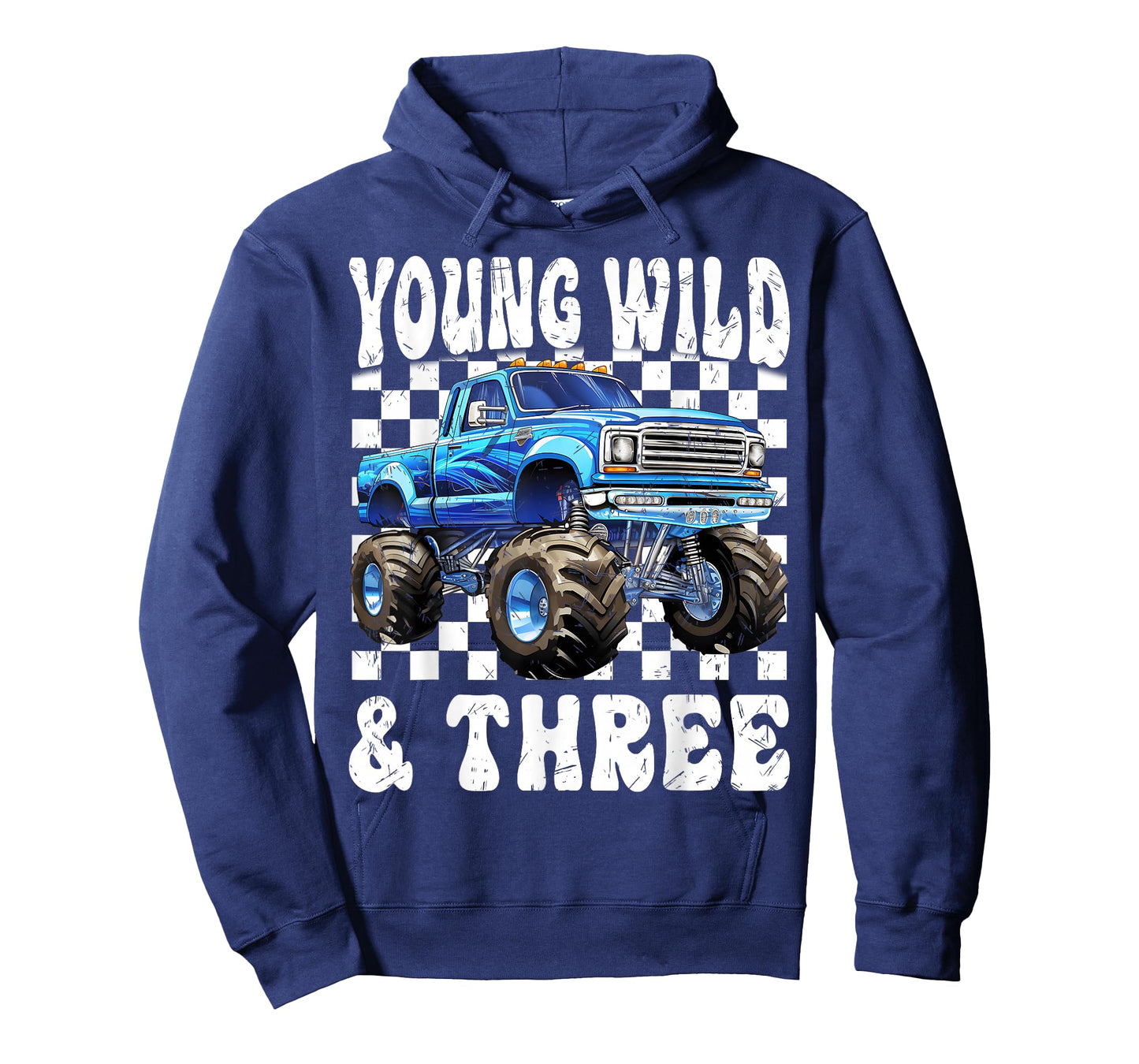 3 Years Old Kids Young Wild & Three Monster Truck Birthday T-Shirt