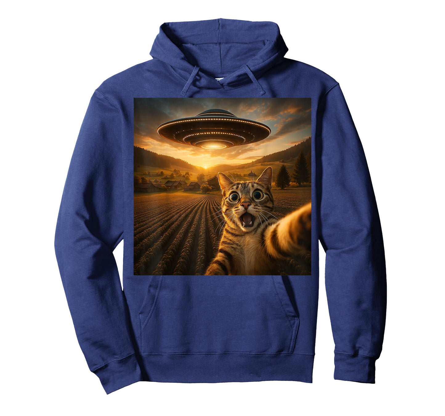 Cat Selfie With Alien UFO Funny Cat Gifts For Men Women Kid T-Shirt