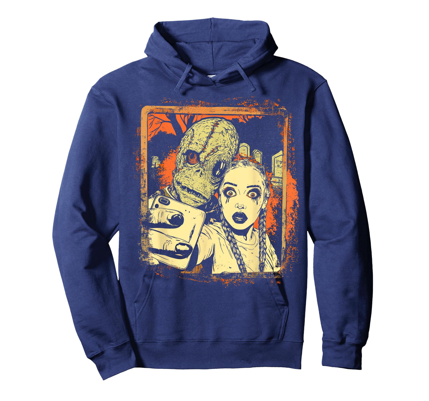Halloween Graveyard Selfie Comic Horror Monster Artwork T-Shirt