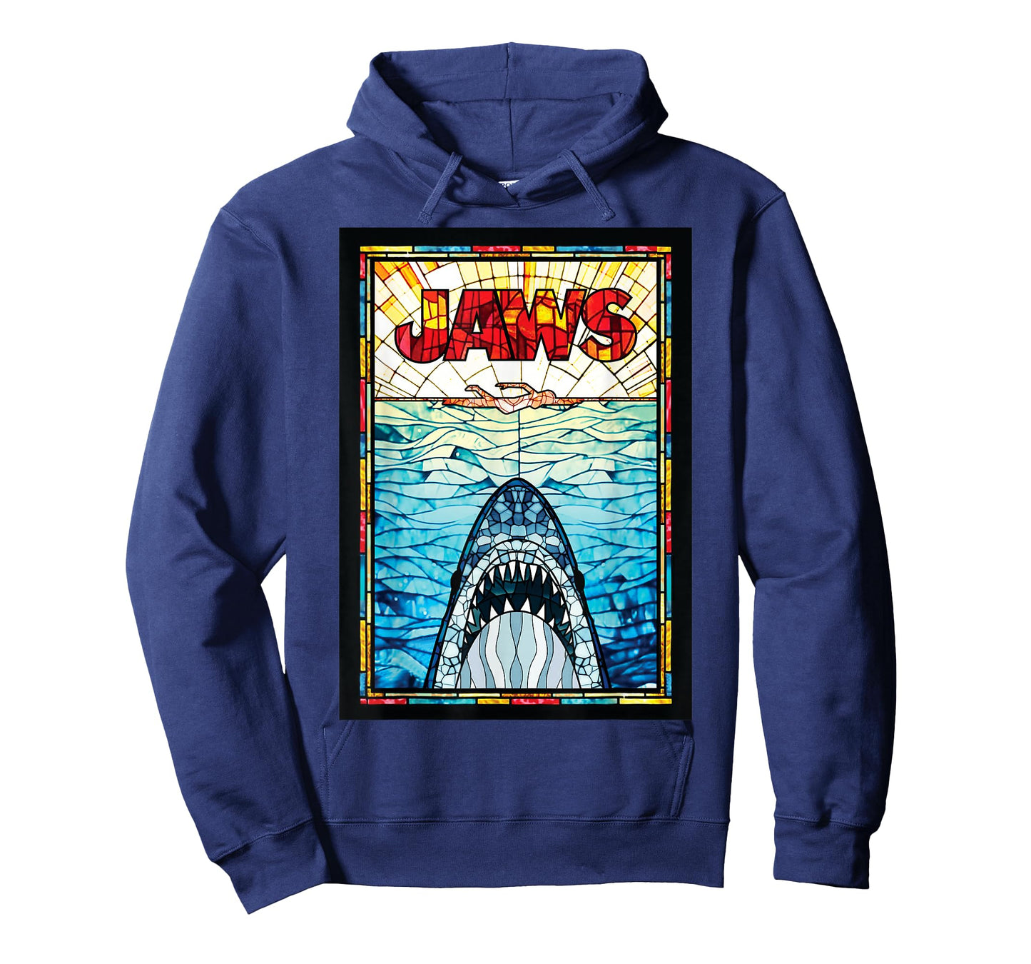 Jaws 50th Anniversary Poster Stained Glass Front & Back T-Shirt