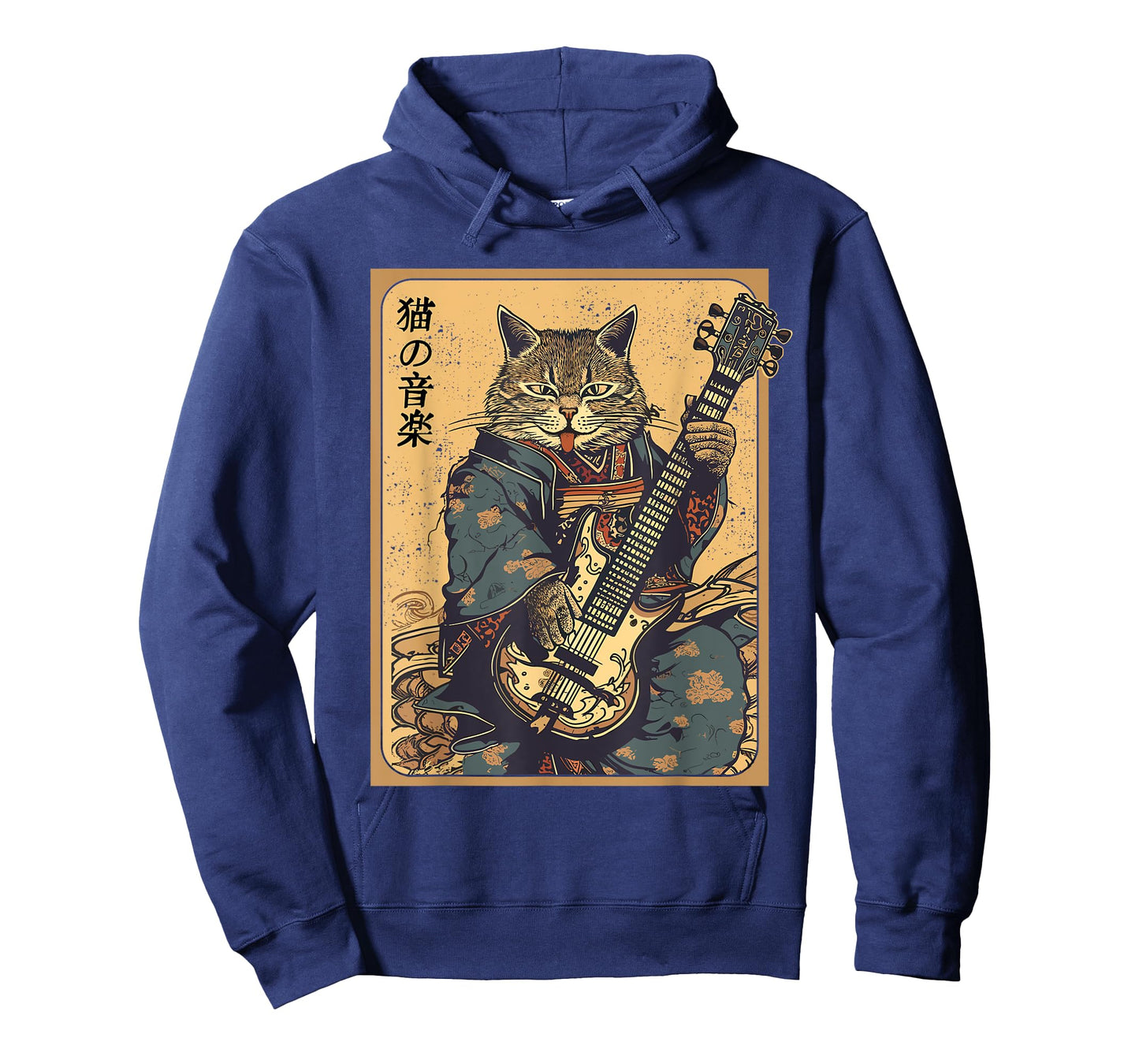 Japanese Samurai Cat Playing The Electric Guitar, Men, Women T-Shirt