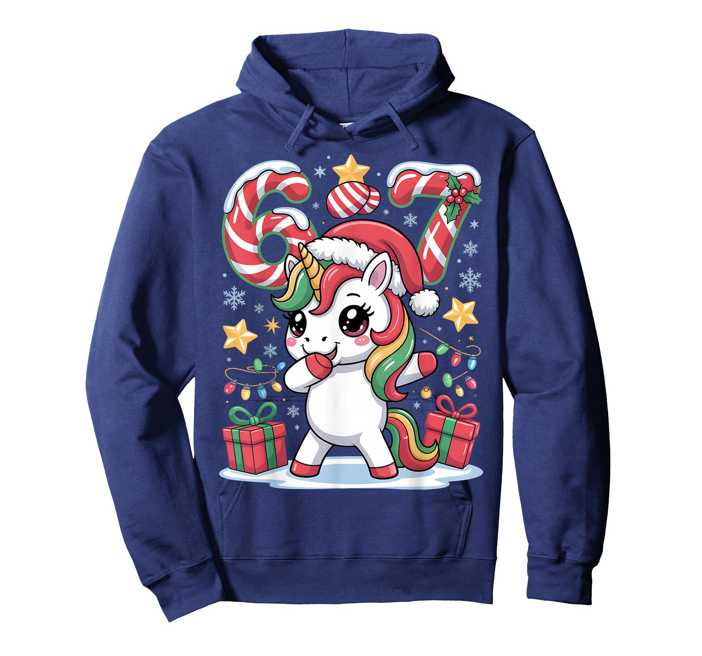 Six Seven Christmas Unicorn Meme Funny Cute Holiday Design T-Shirt