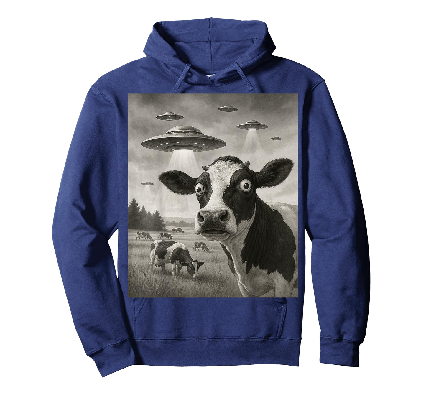 Funny Cow Selfie UFO Alien Humor Vintage Print Art Design T-Shirt