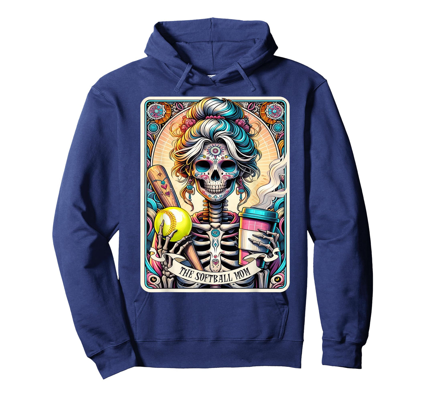 Softball Mom Tarot Card Skeleton Vintage Funny T-Shirt