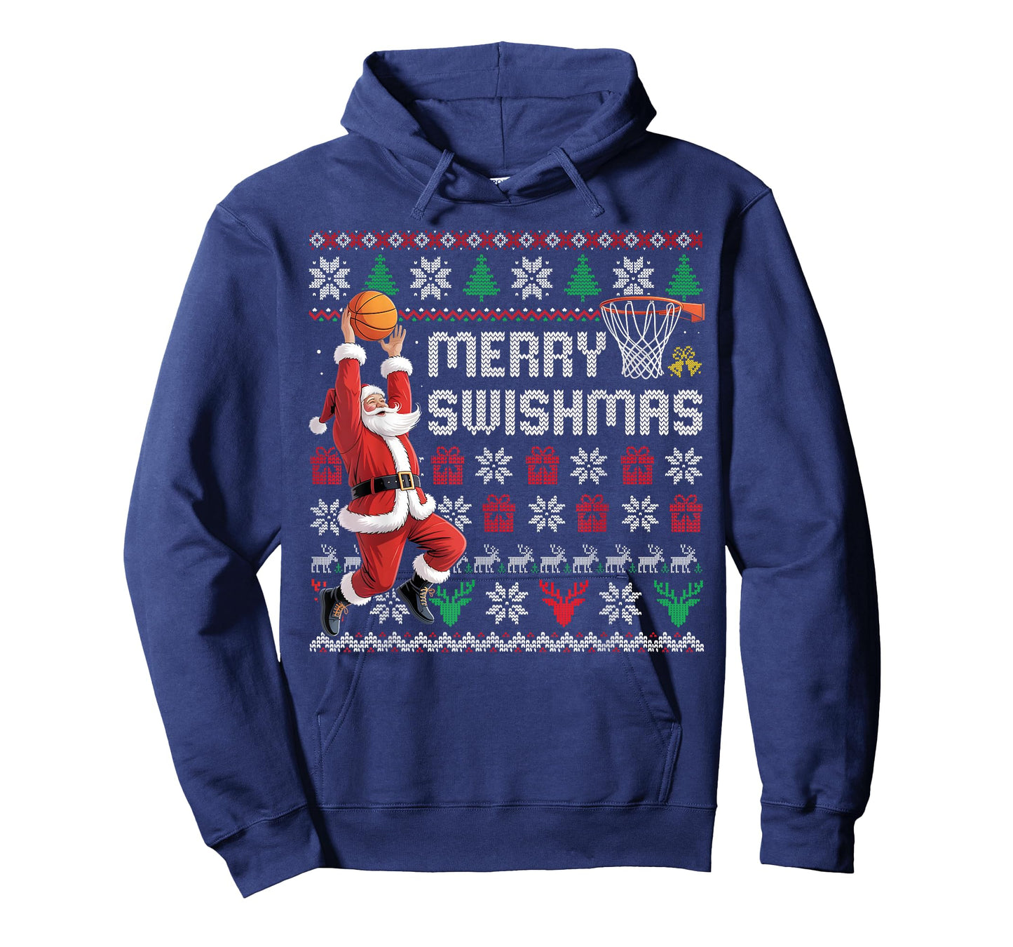 Merry Swishmas Basketball Ugly Christmas Sweater Men Boys T-Shirt