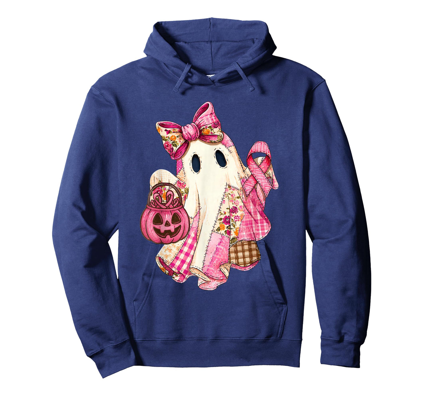 in October We Wear Pink Cute Ghost Halloween Breast Cancer T-Shirt