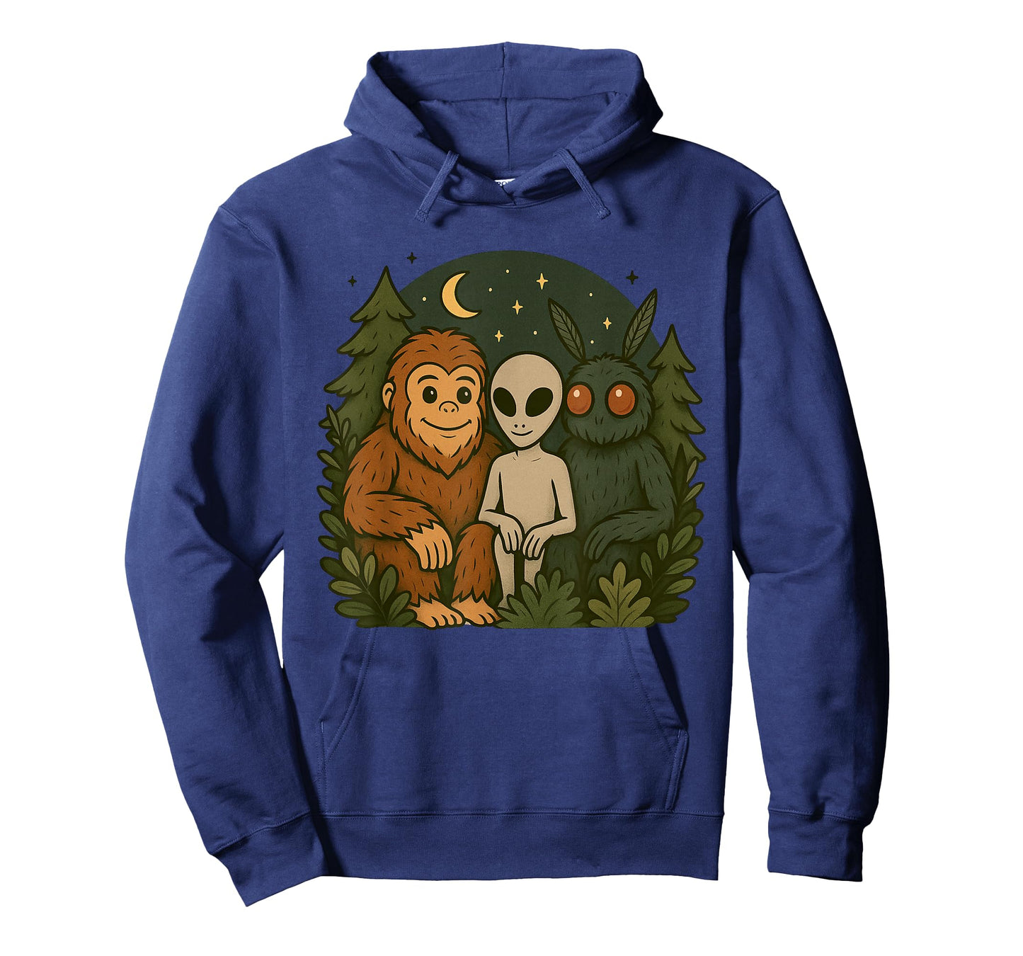 Whimsical Cute Mothman Bigfoot And Alien Funny Cryptid Art T-Shirt