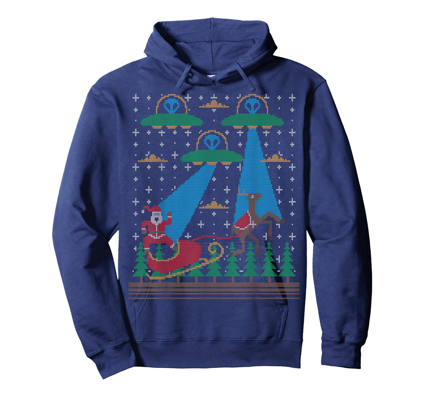 Santa Claus Alien Invasion Space UFO Ugly Christmas Sweater T-Shirt