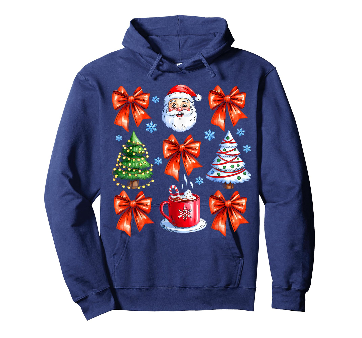 Coquette Bow Santa Christmas Tree Cake Candy Cane Girly Xmas T-Shirt