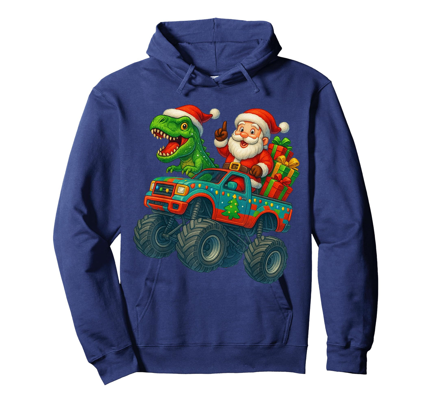 Christmas Monster Truck Santa Trex Dinosaur Dino Boys Kids T-Shirt