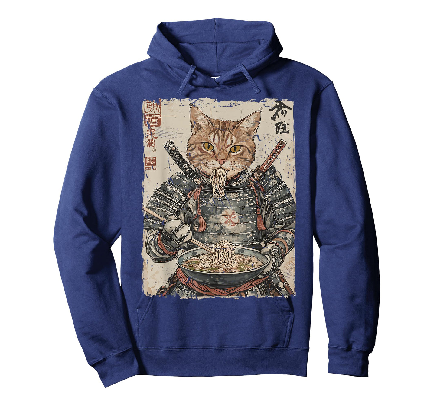 Samurai Cat Loves Ramen Funny Anime Japanese Artwork Samurai T-Shirt