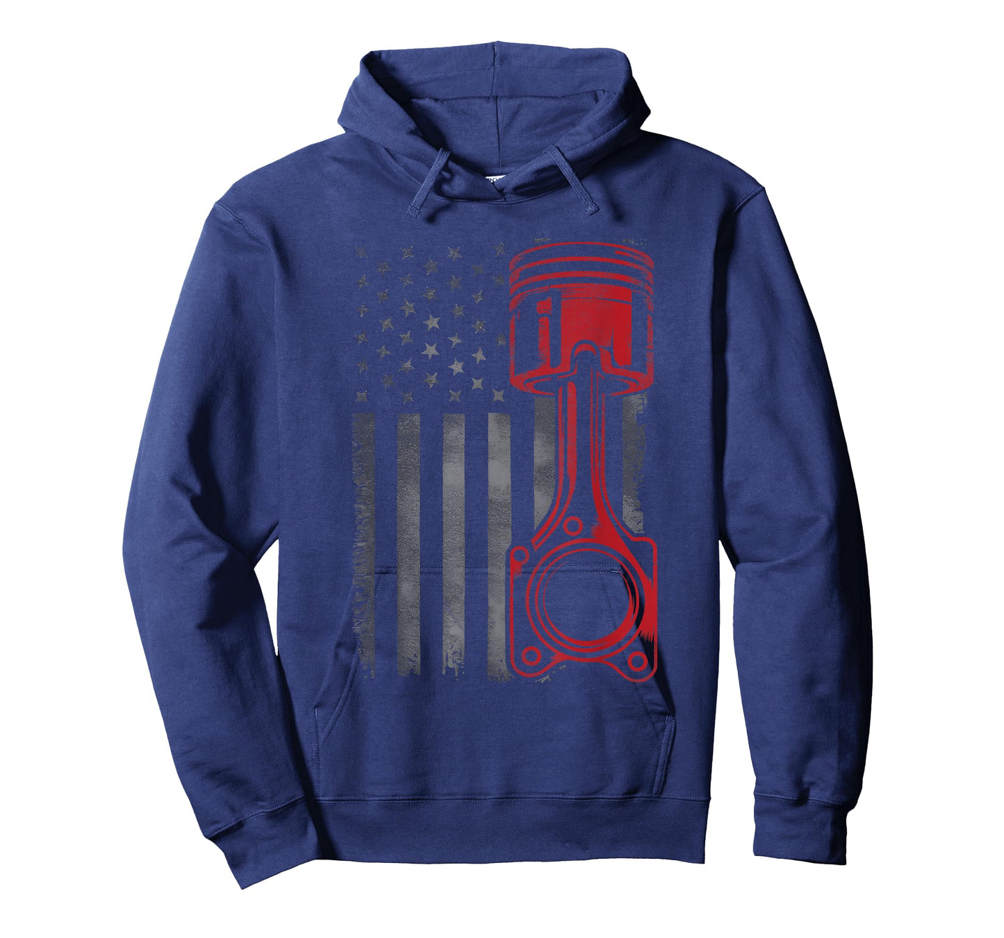 Vintage Piston Funny Muscle Car Mechanic Flag USA Patriotic T-Shirt