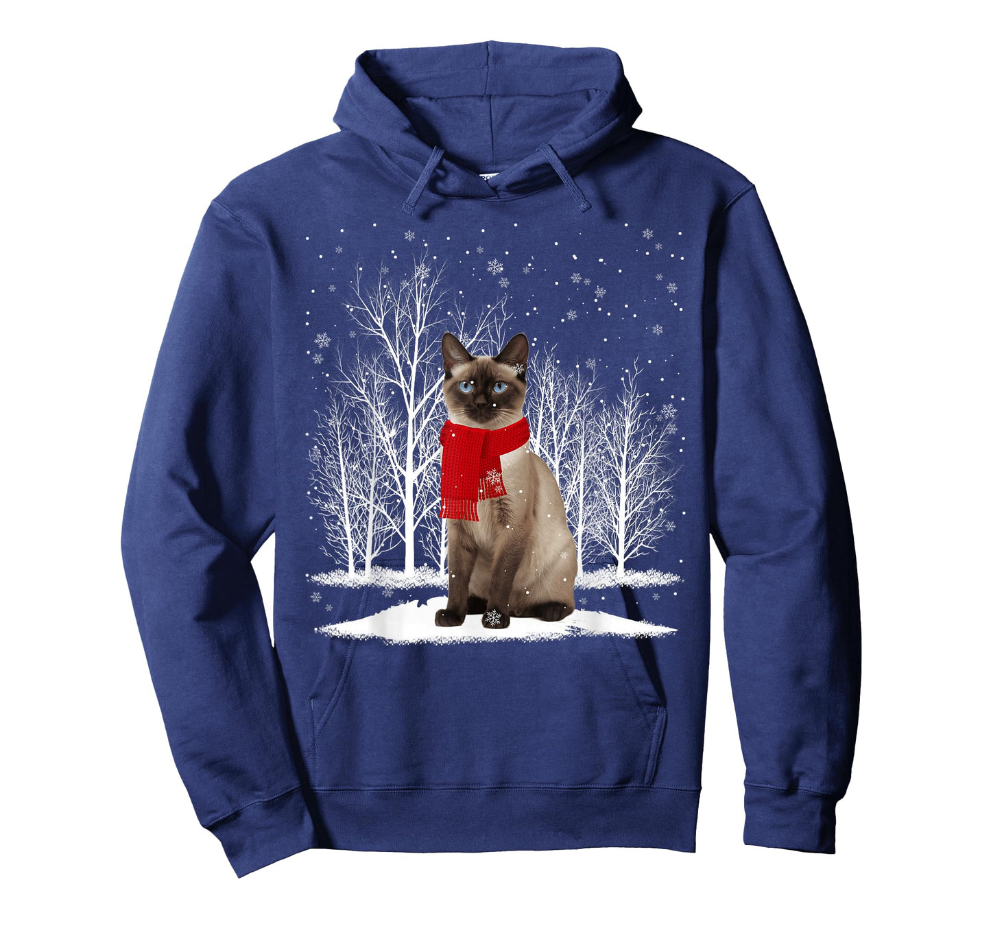 Funny Siamese Cat Wearing Ugly Christmas Sweater Scarf Xmas T-Shirt