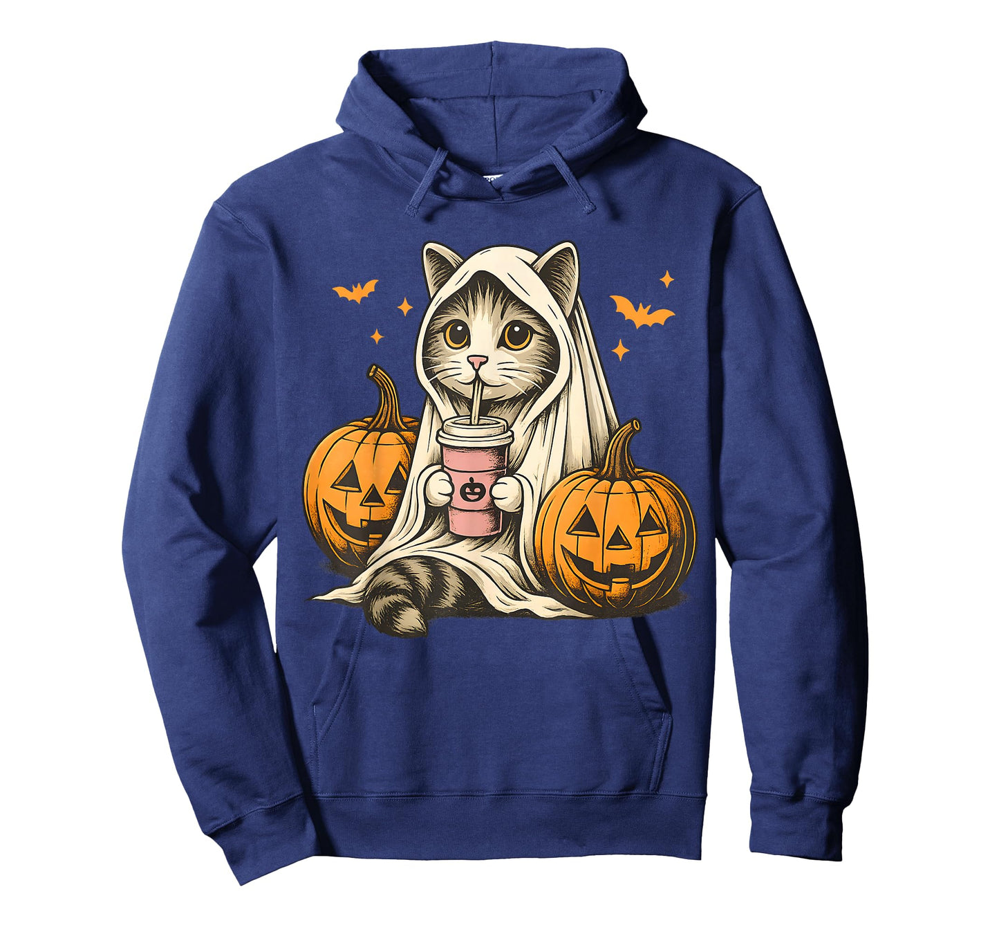 Cute Ghost Pumpkin Halloween Cat Costume Cat Lovers T-Shirt