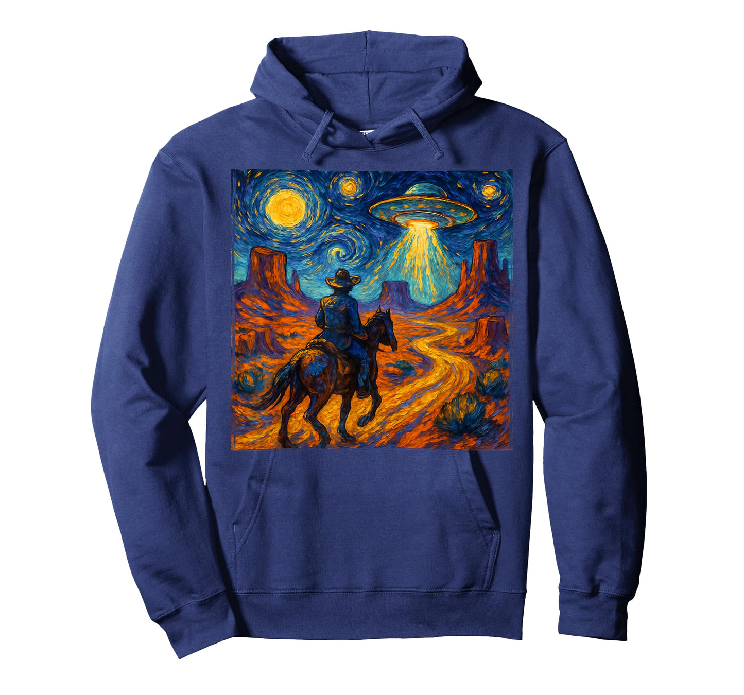 Surreal Space Cowboy UFO Alien Western Trippy Cosmic Art T-Shirt