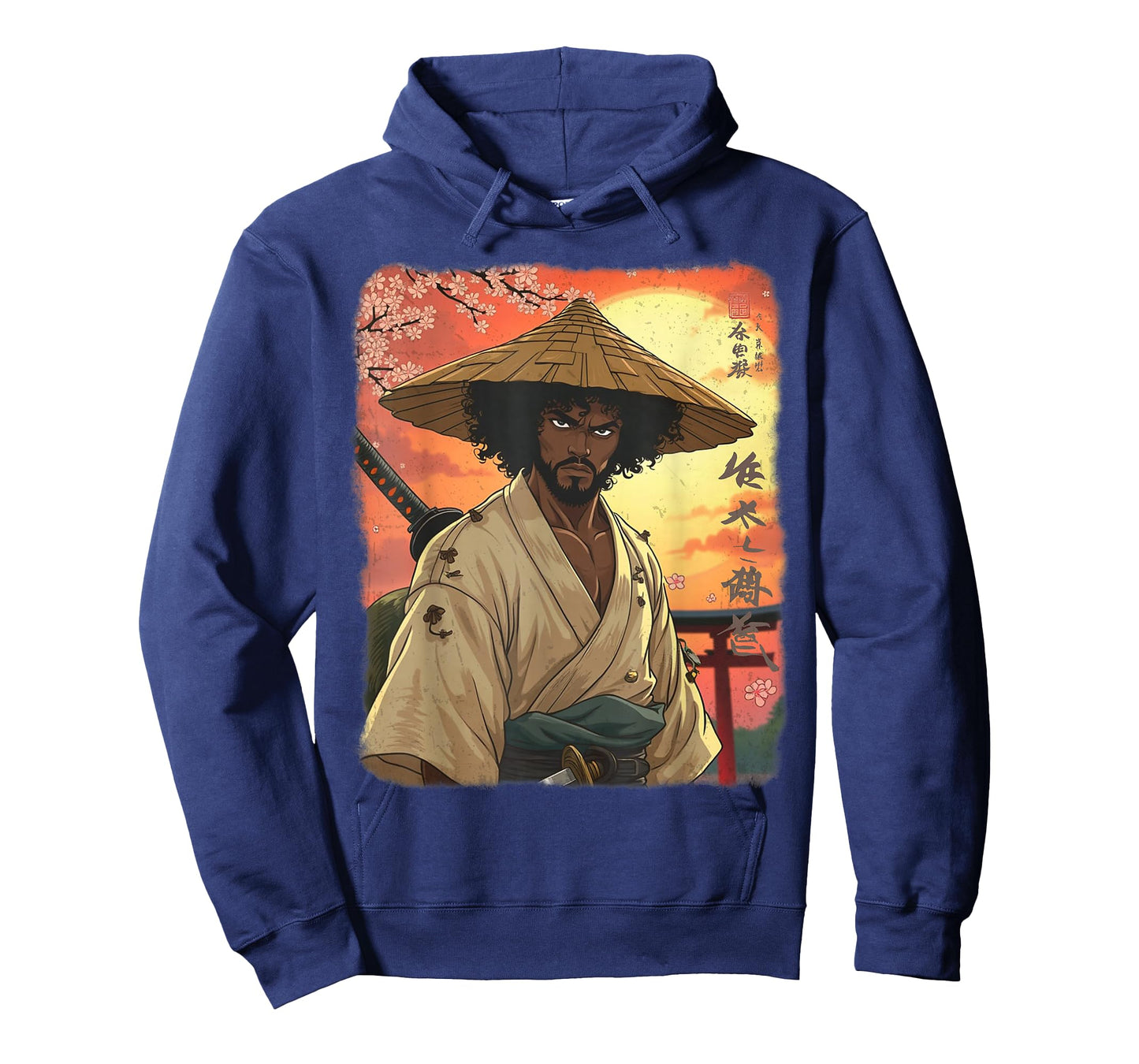 Afro American Samurai African Warrior in Anime with Katana T-Shirt