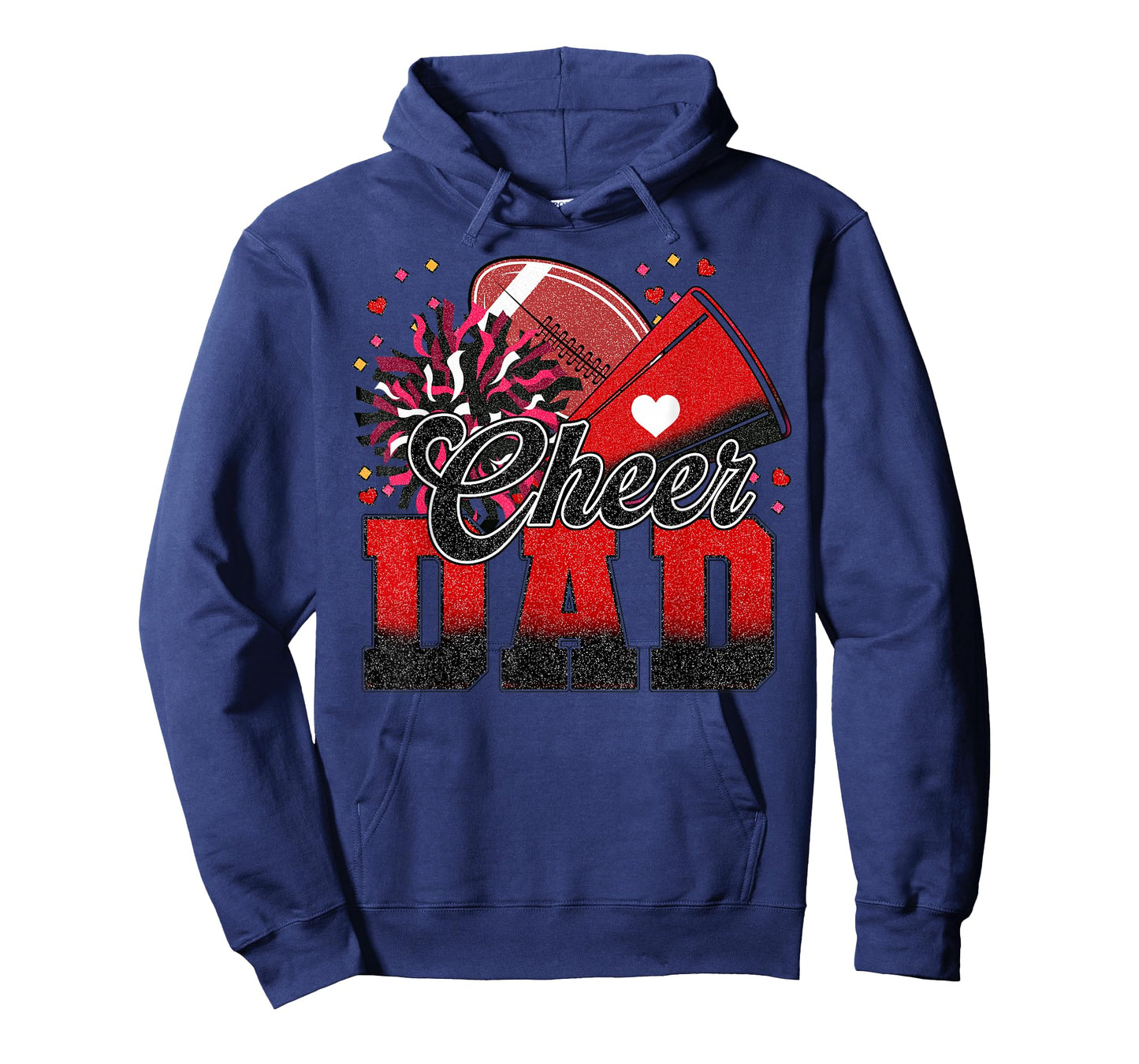 Red Black Football Cheer Dad Women Men Vintage Cheerleader T-Shirt
