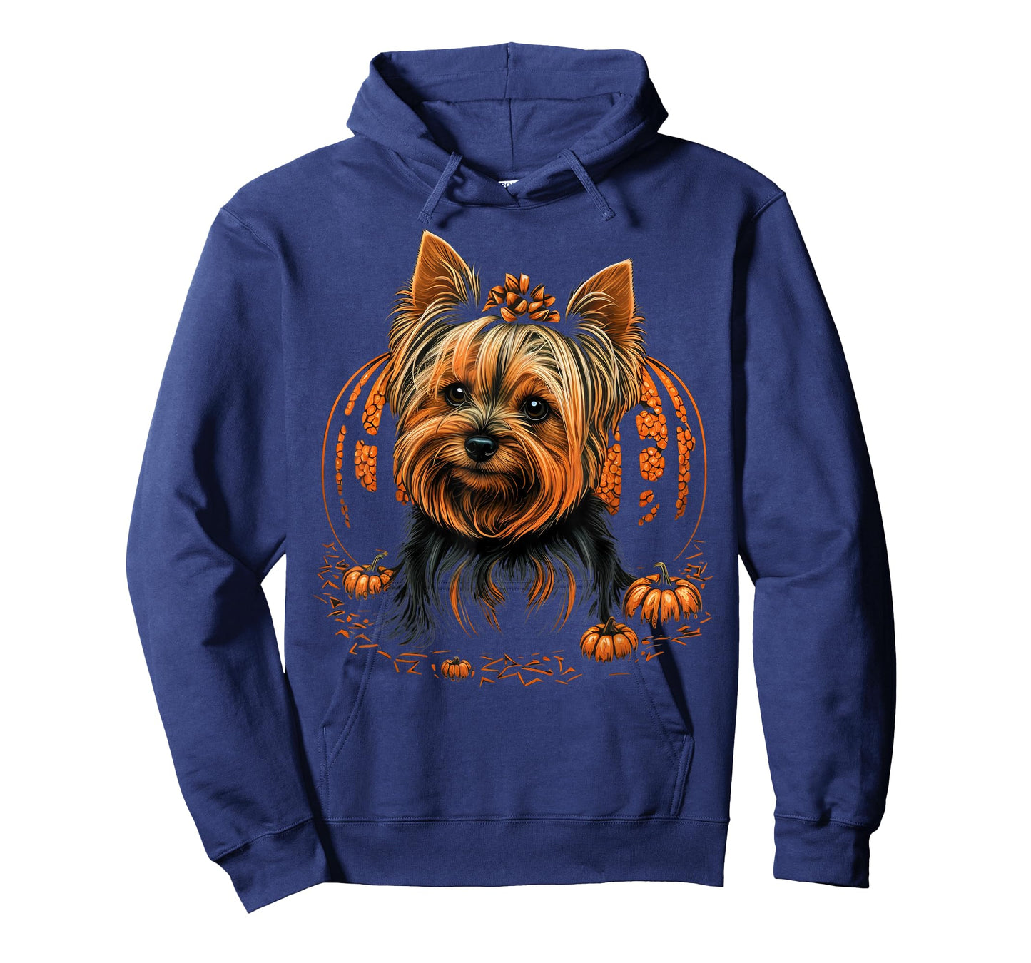 Pumpkin Yorkie Costume on Yorkshire Terrier Halloween T-Shirt