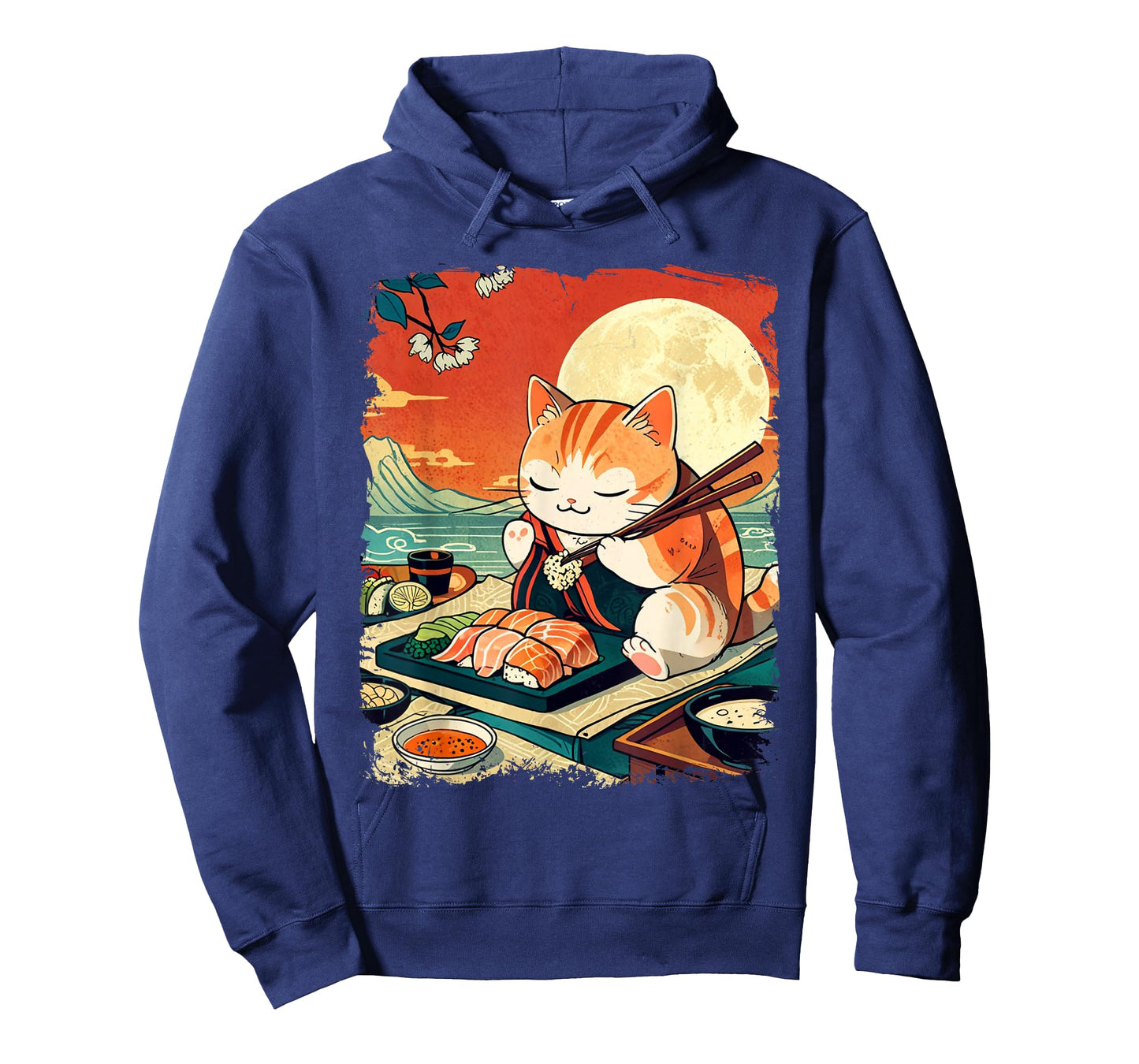 Ukiyo-e Art Japanese Funny Cat Eating Sushi T-Shirt