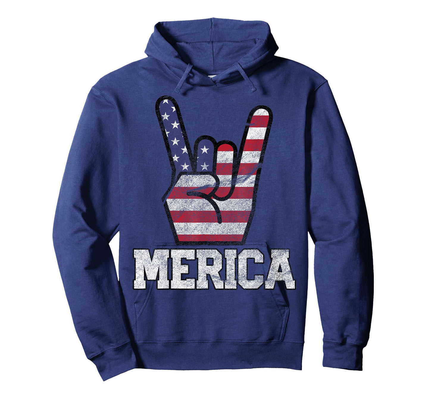 Merica Rock Sign 4th of July Vintage American Flag Retro USA T-Shirt Small