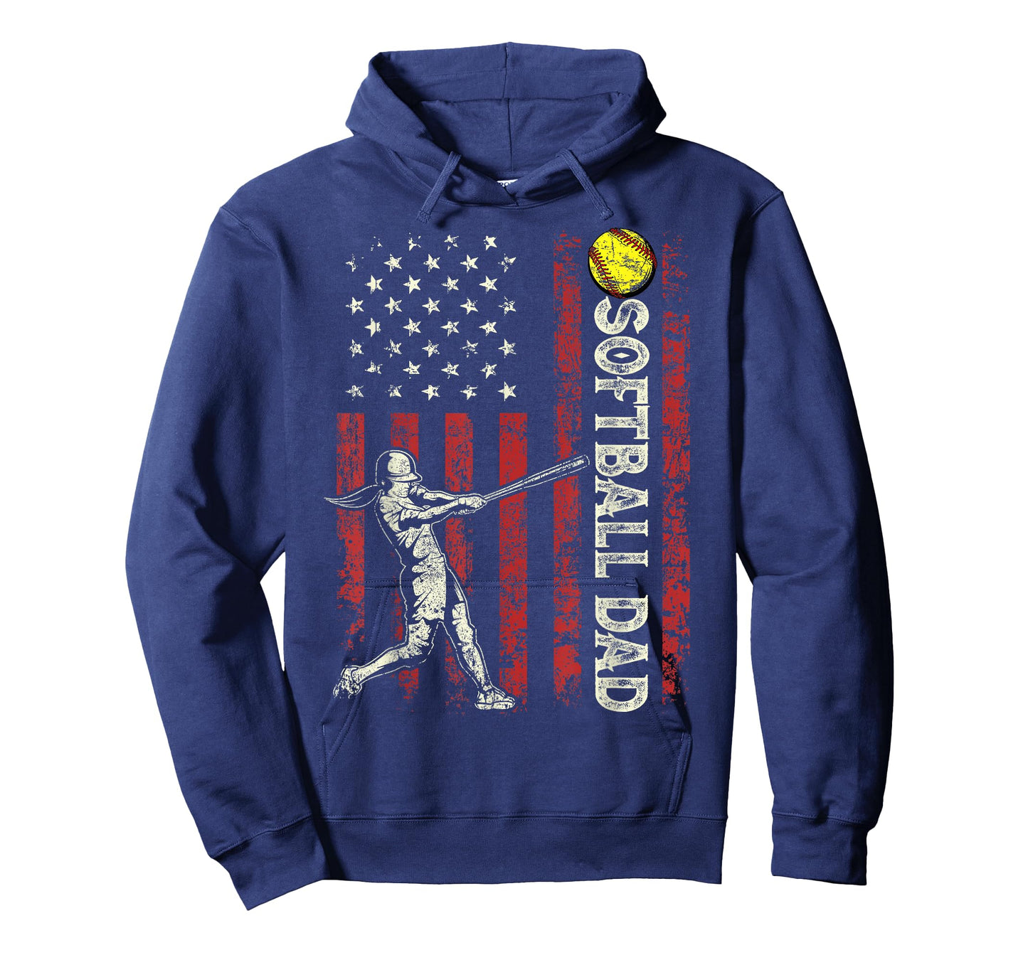 Softball Dad US Flag Gifts For Dad Men Patriotic Fathers Day T-Shirt