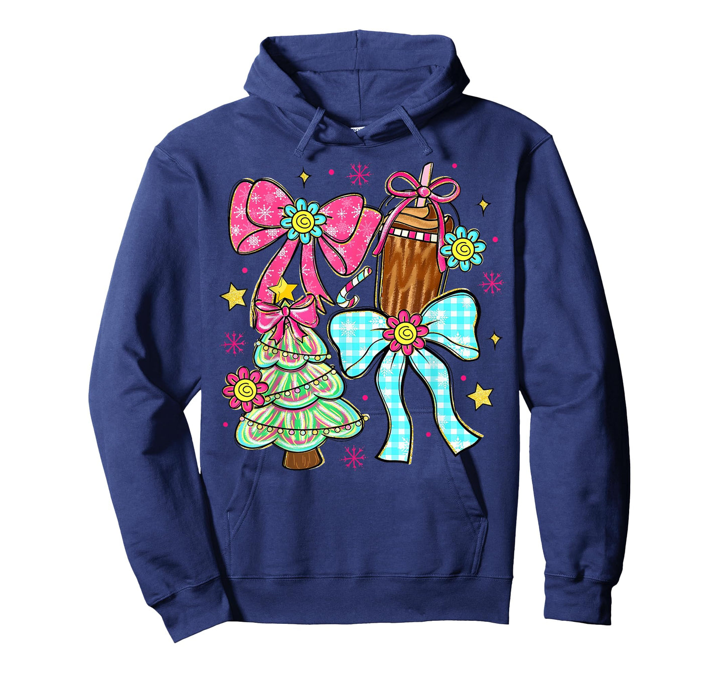 Christmas Tree Coquette Bow Cocoa Santa Women Xmas Pajamas T-Shirt