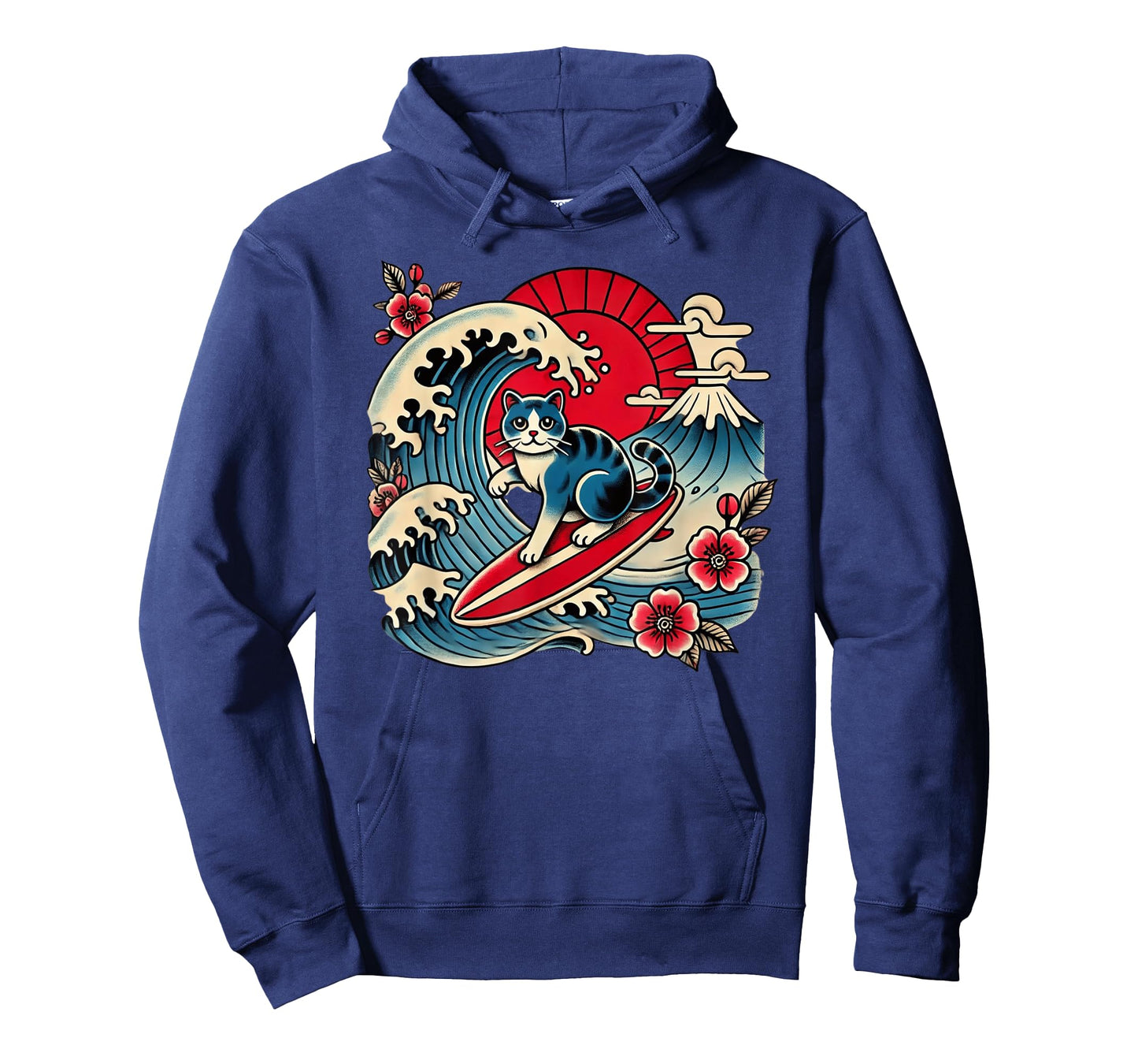 Pet Lover Mt. Fuji Sunset Japanese Wave Art Surfing Cat T-Shirt