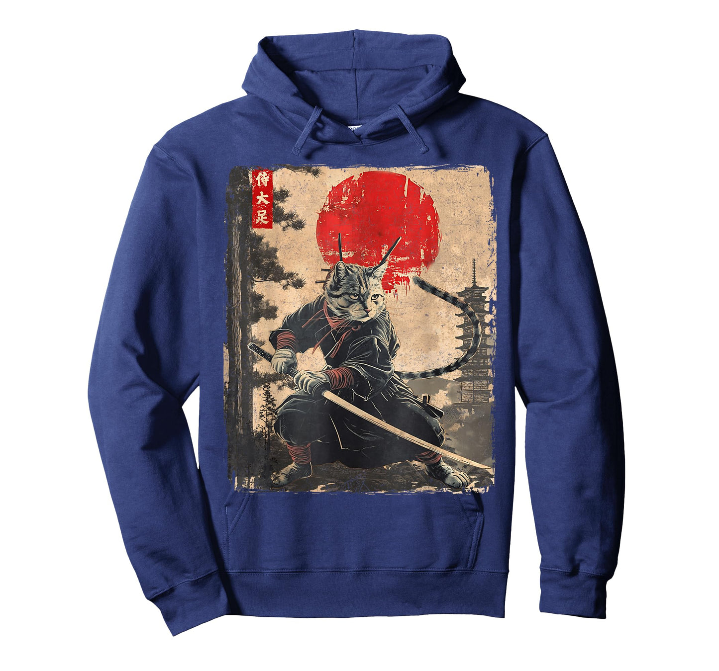 Vintage Ninja Samurai Cat Graphic Tees Art Japanese Anime T-Shirt