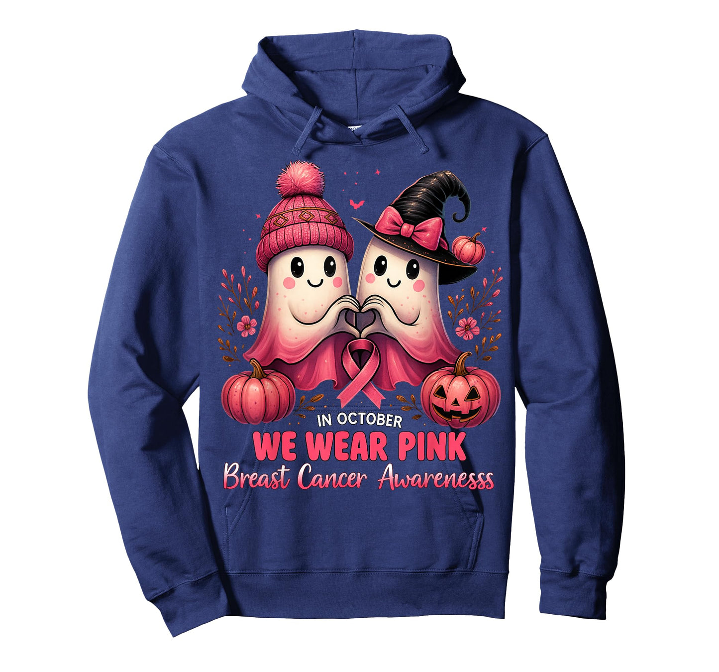 in October We Wear Pink Ghosts Breast Cancer Awareness T-Shirt