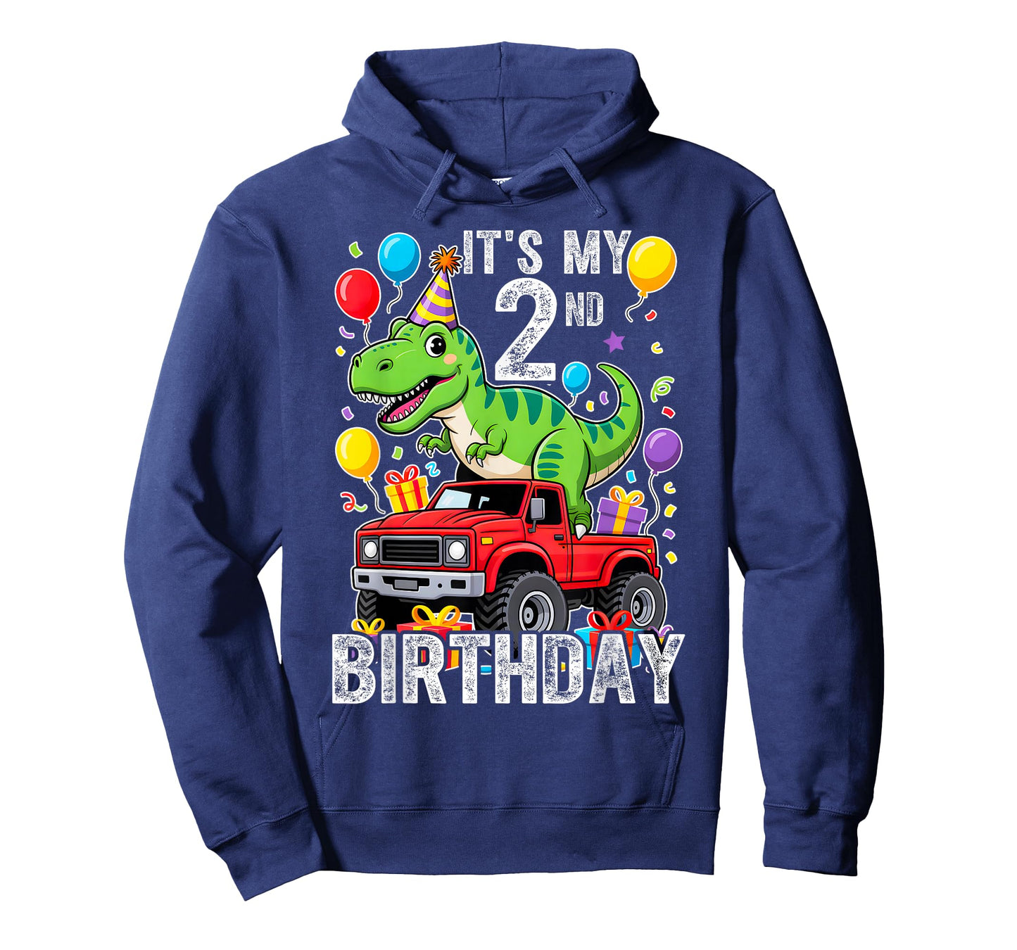 Two 2nd Birthday Dinosaur Monster Truck T-Shirt