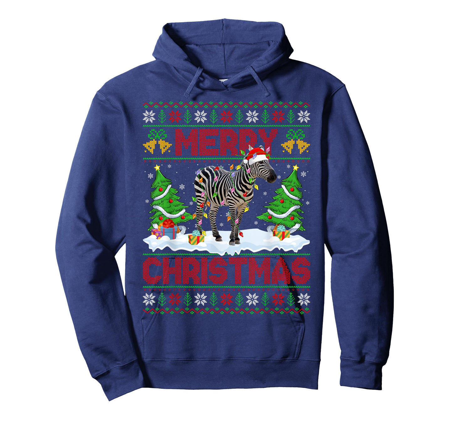 Zebra Ugly Xmas Sweater Funny Animal Lights Christmas T-Shirt