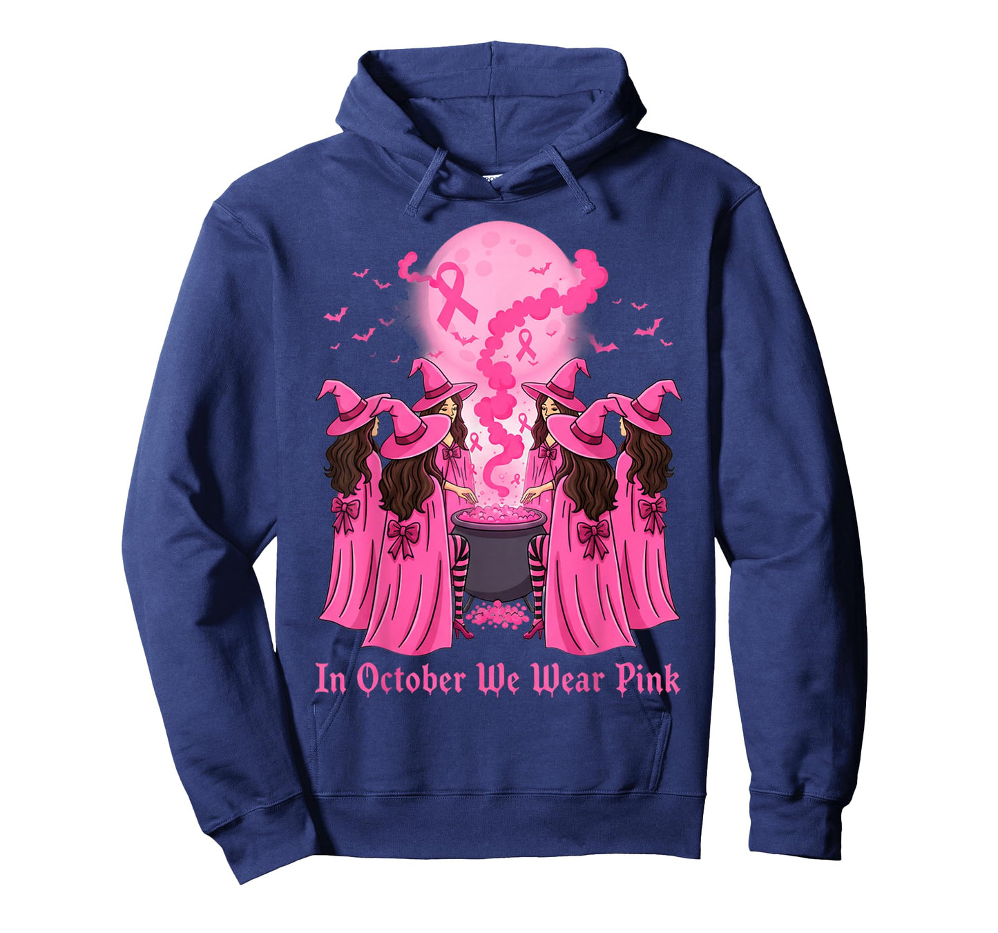 October We Wear Pink Witch Halloween Breast Cancer Awareness T-Shirt