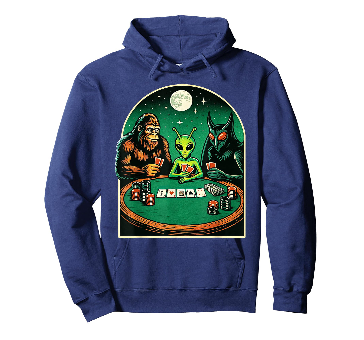 Poker Shirt Men Women Bigfoot Alien Mothman Playing Poker T-Shirt