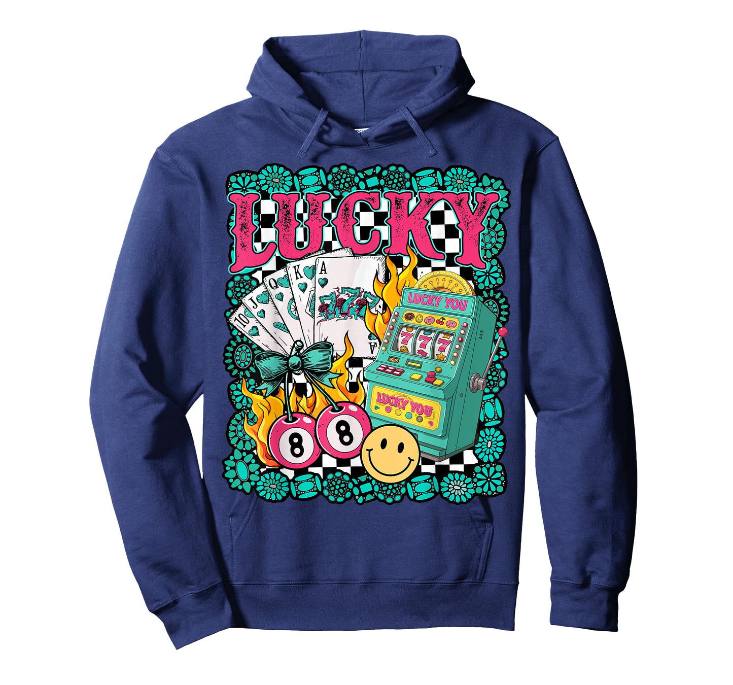 Lucky Slot Machine Cowgirl Western Vegas Turquoise Rodeo T-Shirt