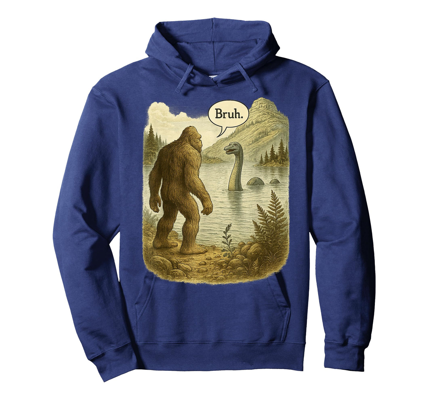 Funny Bigfoot Sasquatch Loch Ness Monster Introvert Bruh T-Shirt