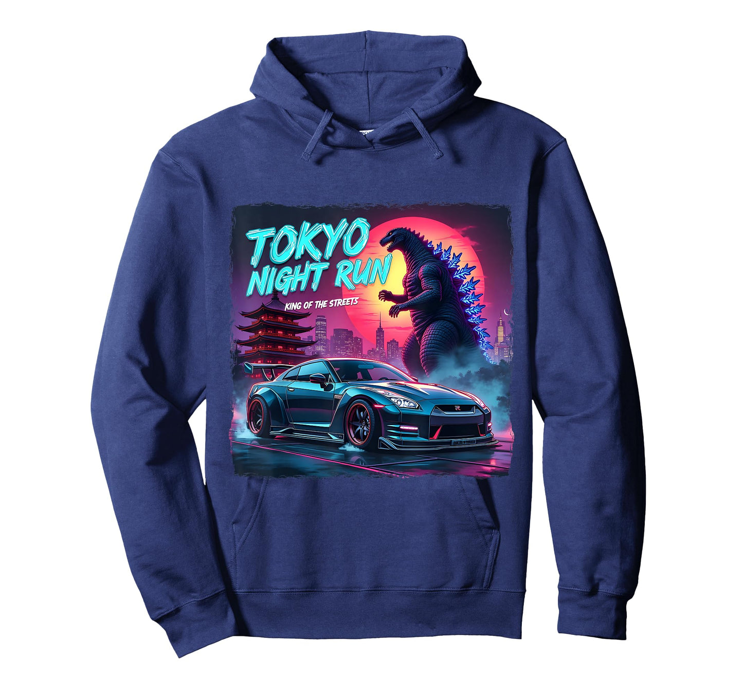 Tokyo Night Run King of the Streets Dinosaur T-Rex Graphic T-Shirt