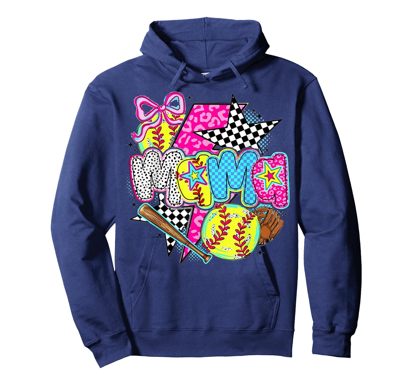 Softball Mama Game Day Leopard Checkered Mom Retro T-Shirt