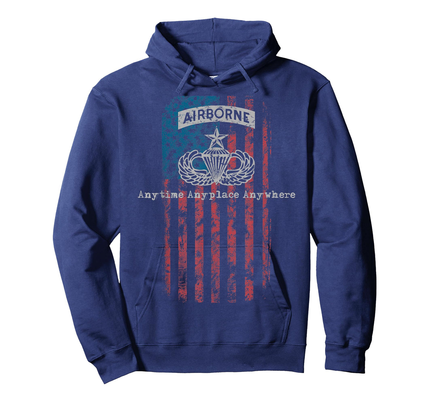 Gray Airborne Senior Parachutist Badge with Flag T-Shirt