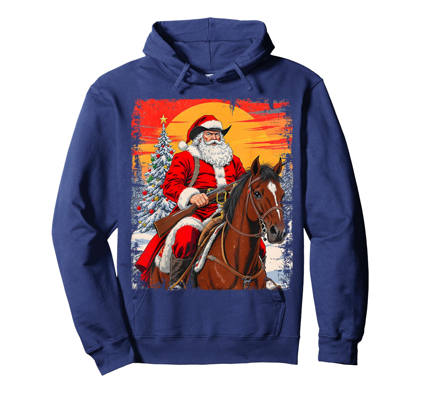 Merry Christmas Pajamas Santa Claus Western Cowboy Boys Men T-Shirt