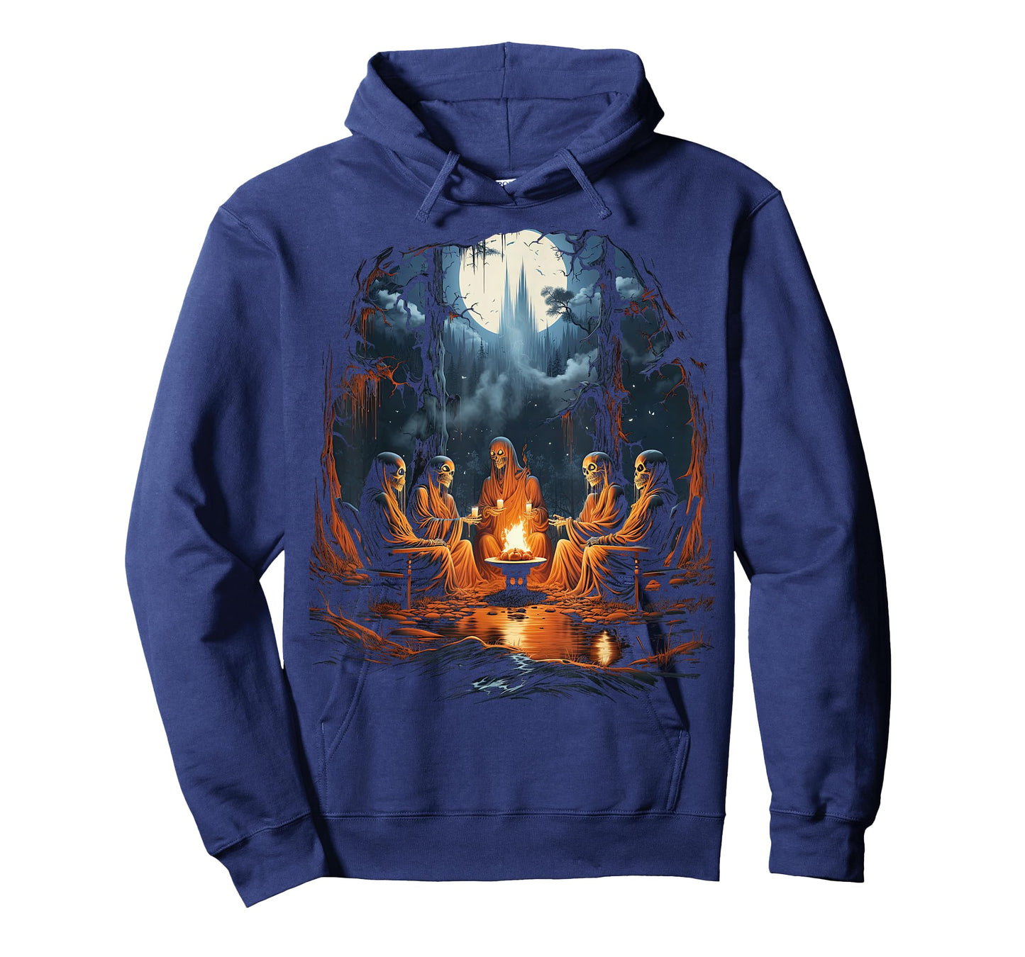 Vintage Ghost and Skeleton by Fire Camping Gothic Halloween T-Shirt