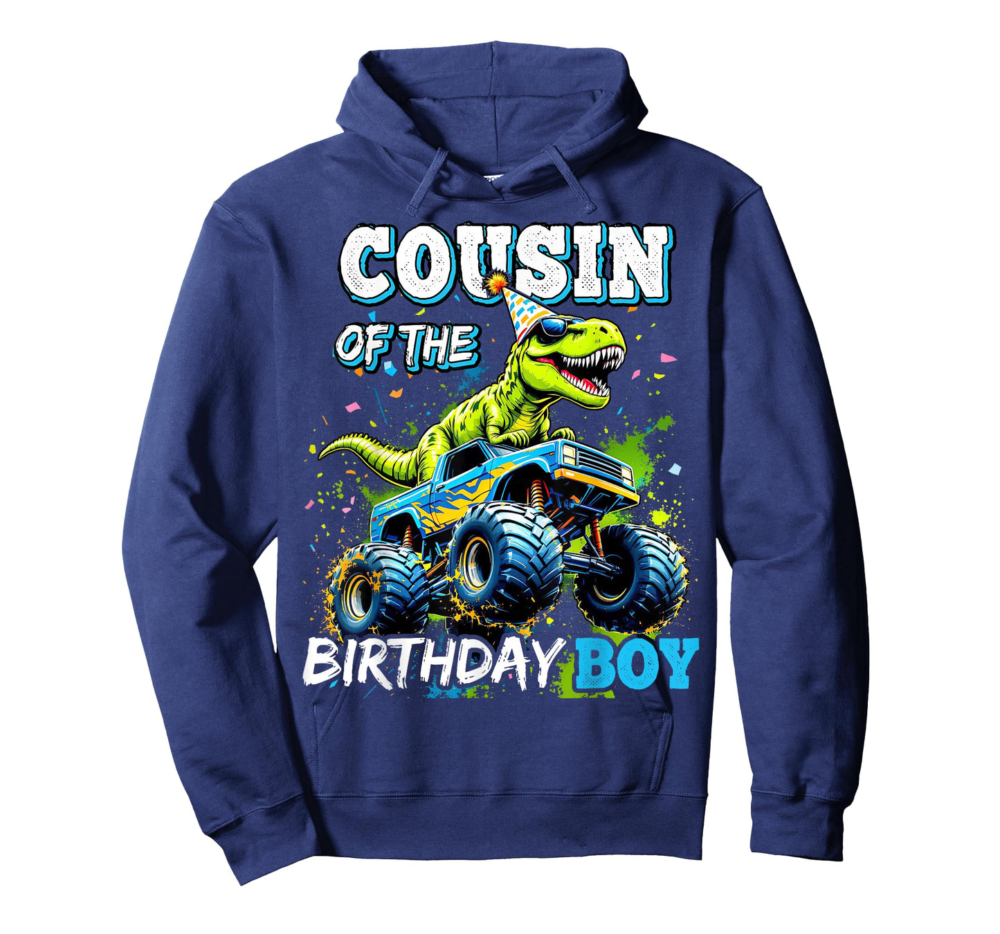 Cousin of the Birthday Boy Monster Truck Dinosaur Party T-Shirt