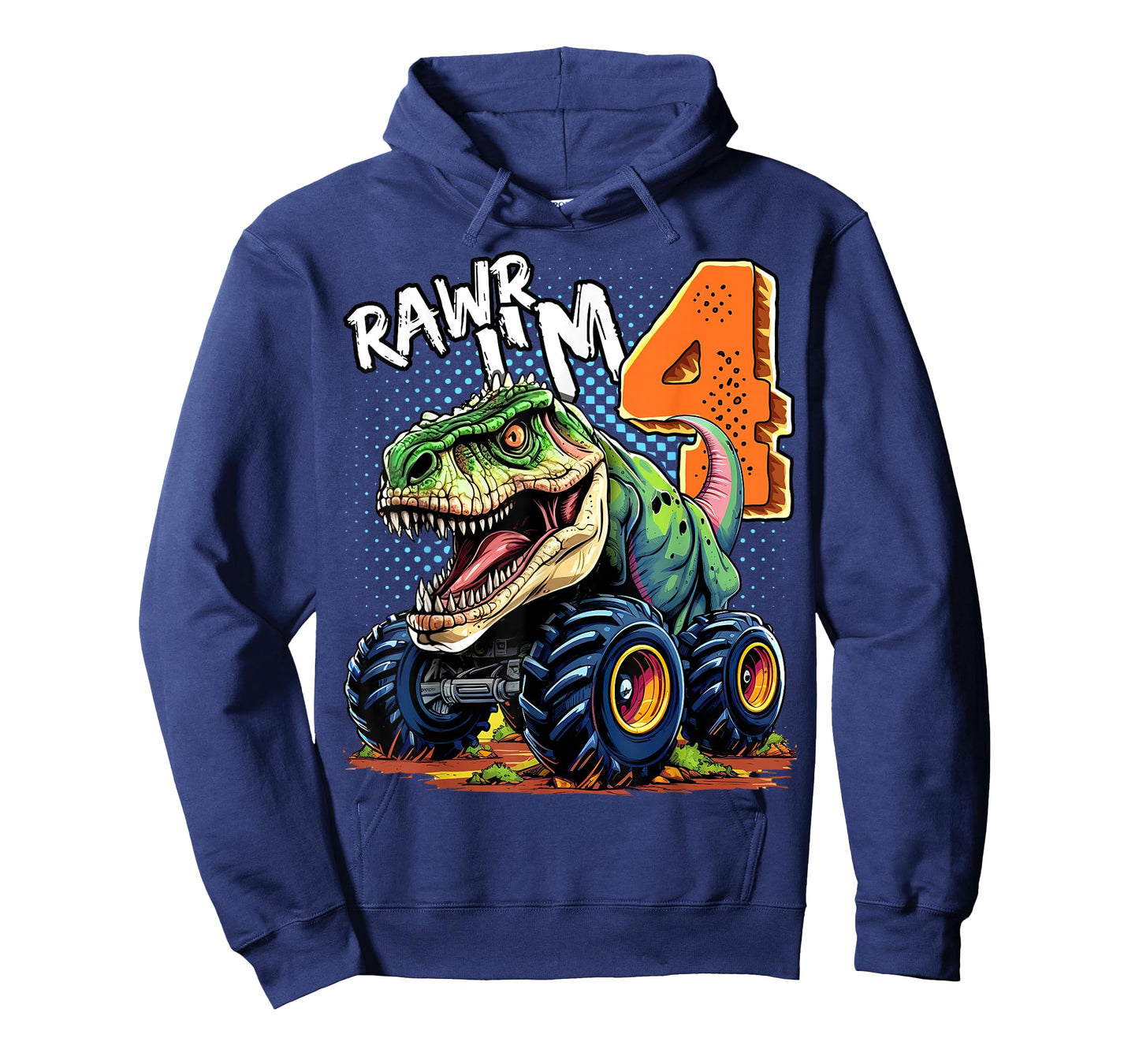 Monster Truck Dinosaur T-Rex 4th Birthday Boy 4 Year Old T-Shirt