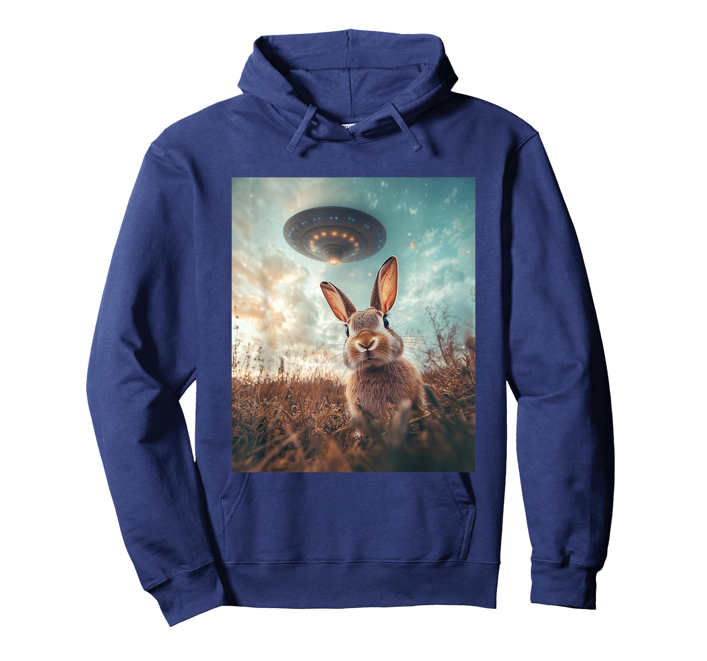 Rabbit Bunny Selfie with UFOs Aliens Funny Graphic T-Shirt