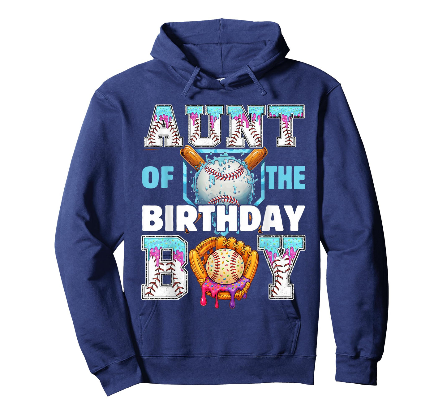 Baseball Ice Cream Drip Aunt of The Birthday Boy T-Shirt